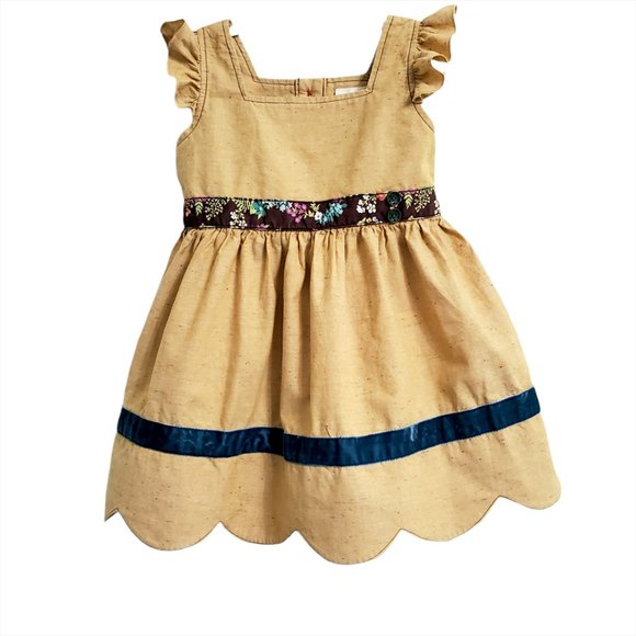 Matilda Jane Girl Secret Fields Golden Love Me Dress 2 Mustard Yellow Ru… - Picture 5 of 11